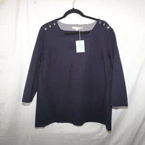 Boden Evie Ponte Stretch Top Navy Blue Anchor Sailorcore Nautical NWT US 16